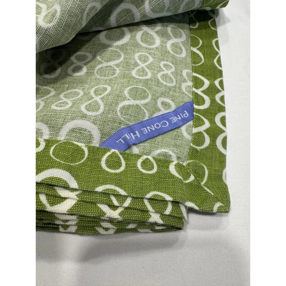 Pine Cone Hill Napkins Set of 5 Geometric Infinity Print 21x21 Green Excellent
